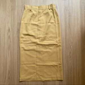 Vintage Yellow High Waist Midi Pencil Skirt